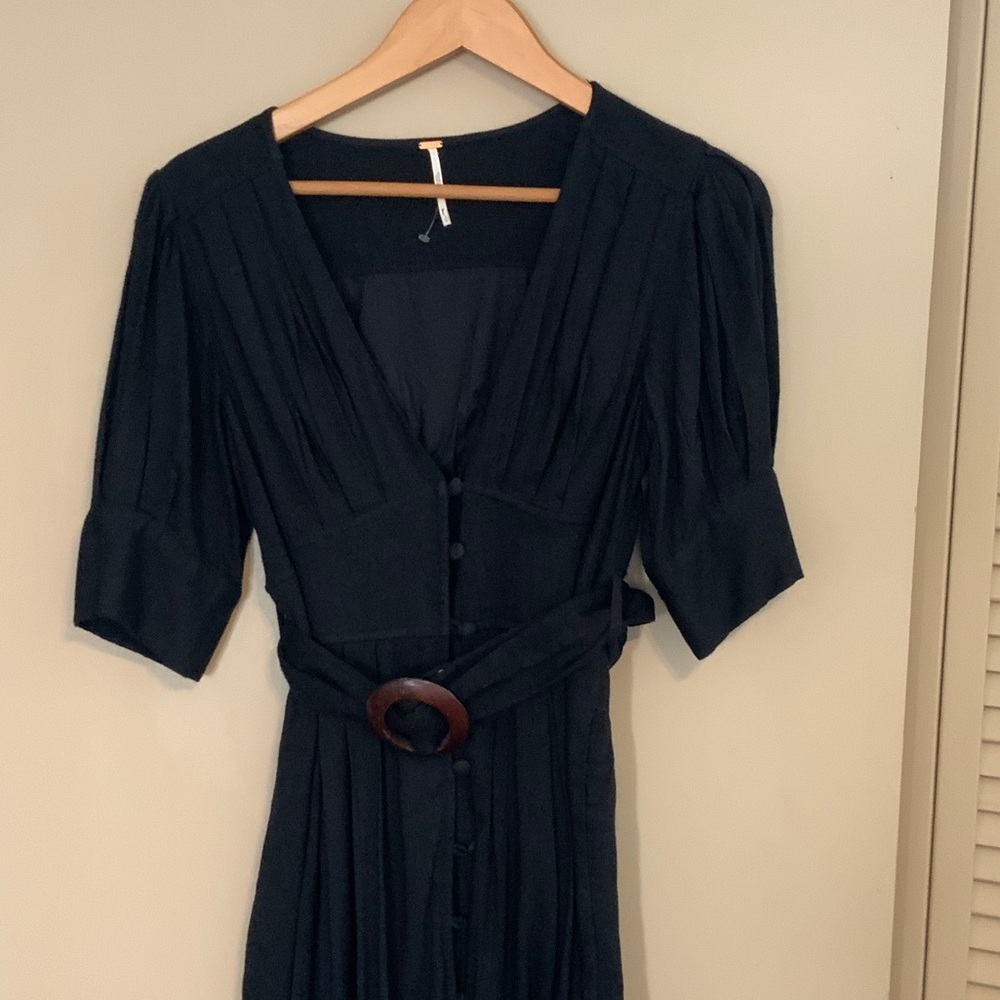 Free People Black Maxi Dress with Belt